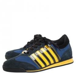 Dsquared2 Multicolor Suede, Nylon And Leather New Runner Low Top Sneakers Size 41.5