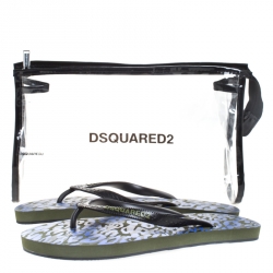 Dsquared2 Black Rubber Thong Logo Embossed Flip Flop Sandals Size 42