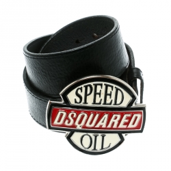 Dsquared2 Black Leather Speed Oil Belt Size 90 CM