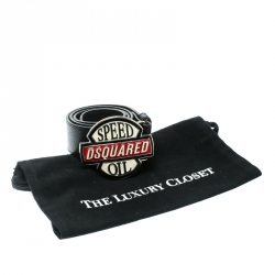 Dsquared2 Black Leather Speed Oil Belt Size 90 CM