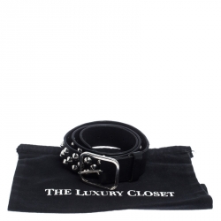 Dsquared2 Black Leather Studded Belt 105CM
