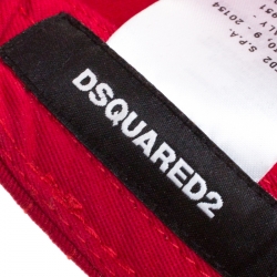Dsquared2 Red Logo Embroidered Distressed Baseball Cap ( One Size )