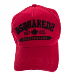 Dsquared2 Red Logo Embroidered Distressed Baseball Cap ( One Size )