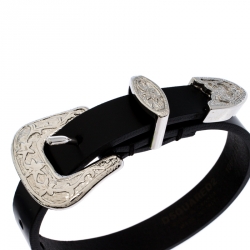 Dsquared2 Black Leather Hawaiian Rocker Gothika Bracelet M