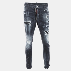 Dsquared2 Grey Printed & Distressed Denim Skater Jeans XL Waist 38"