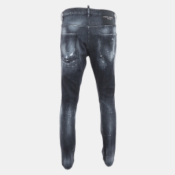 Dsquared2 Grey Printed & Distressed Denim Skater Jeans XL Waist 38"