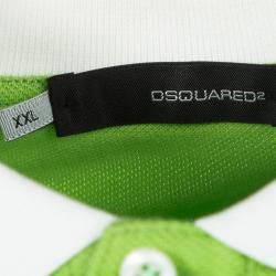 Pre Owned Dsquared2 Chic Steve Green Honey Comb Knit Polo Shirt XXL