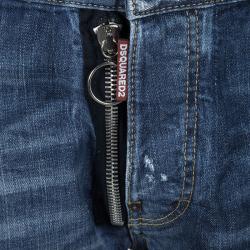 Dsquared2 Indigo Distressed Faded Effect Denim Dan Shorts M