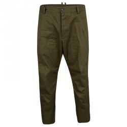 Dsquared2 Khaki Green Cotton Cropped Pants XXL