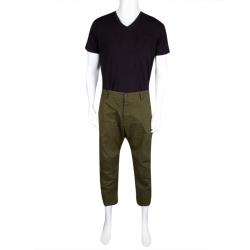 Dsquared2 Khaki Green Cotton Cropped Pants XXL