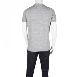 Pre Owned Dsquared2 Grey Slub Jersey Printed Short Sleeve Crew Neck T-Shirt L