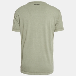 Pre Owned Dsquared2 Green Printed Jersey Short Sleeve T-Shirt XL