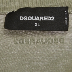 Pre Owned Dsquared2 Green Printed Jersey Short Sleeve T-Shirt XL