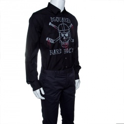 Dsquared2 Black Printed Cotton Long Sleeve Hard Hockey Shirt L
