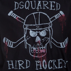 Dsquared2 Black Printed Cotton Long Sleeve Hard Hockey Shirt L