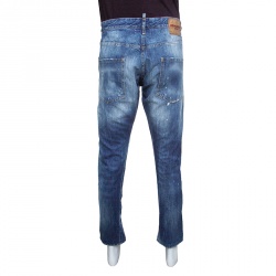 Dsquared2 Indigo Faded Effect Splattered Distressed Denim Jeans XXL