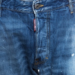 Dsquared2 Indigo Faded Effect Splattered Distressed Denim Jeans XXL