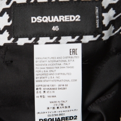 Dsquared2 Monochrome Cotton Silk Houndstooth Patterned Pants S