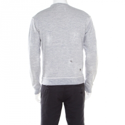 Dsquared2 Grey Cotton Melange Crew Neck Distressed Sweatshirt S