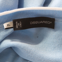 DSquared2 Sky Blue Cotton Argyle Pattern Detail Sweater Vest XL