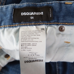 Dsquared2 Indigo Faded Effect Denim Distressed Frayed Hem Jeans 2XL