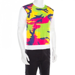 Dsquared2 White Contrast Camouflage Printed Short Sleeve Sweatshirt M