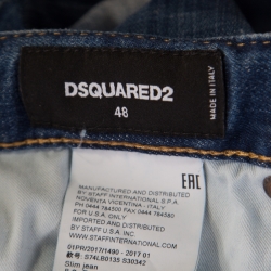 DSquared2 Indigo Faded Effect Denim Distressed Slim Jeans M