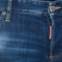 DSquared2 Indigo Faded Effect Denim Distressed Slim Jeans M