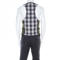 Dsquared2 Military Green Cotton and Flannel Gilet Vest L 