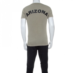 Pre Owned Dsquared2 Beige Cotton Arizona Printed V Neck T Shirt M