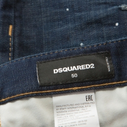 Pre Owned Dsquared2 Blue Distressed Denim Paint Splatter Detail Jeans L