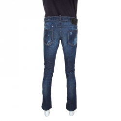 Pre Owned Dsquared2 Blue Distressed Denim Paint Splatter Detail Jeans L