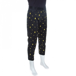 Pre Owned Dsqaured2 Black Cotton Embroidered Hockney Trousers L