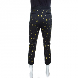 Pre Owned Dsqaured2 Black Cotton Embroidered Hockney Trousers L