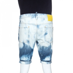 Pre Owned Dsquared2 Indigo Bleach Washed Denim Glam Head Shorts L