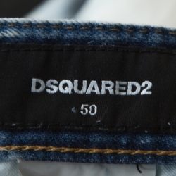 Pre Owned Dsquared2 Indigo Bleach Washed Denim Glam Head Shorts L