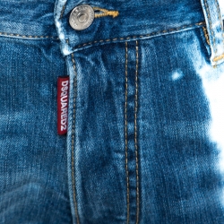 Pre Owned Dsquared2 Indigo Bleach Washed Denim Glam Head Shorts L