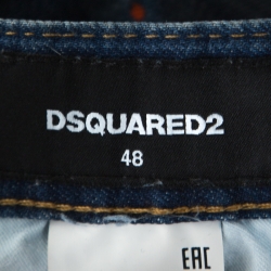 Pre Owned Dsquared2 Indigo Washed & Distressed Denim Cropped Work Wear Jeans M