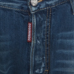 Pre Owned Dsquared2 Indigo Washed & Distressed Denim Cropped Work Wear Jeans M