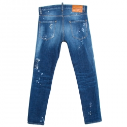 Dsquared2 Indigo Distressed Splatter Effect Denim Cool Guy Jeans S