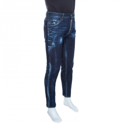 Dsquared2 Indigo Distressed Blu Cadet Wash Denim Cool Guy Jeans M