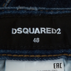 Dsquared2 Indigo Faded Effect Denim Distressed Slim Jeans M