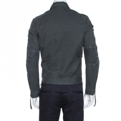 Dsquared2 Grey Cotton Zip Front Biker Jacket S