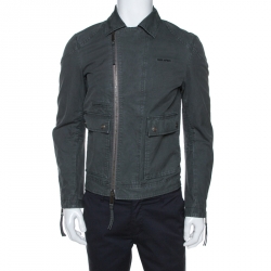 Dsquared2 Grey Cotton Zip Front Biker Jacket S