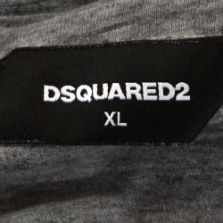 Pre Owned Dsquared2 Grey Logo Print Cotton Chic Dan Fit T-Shirt XL