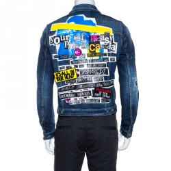 Dsquared2 Indigo Graphic Print Appliqued Classic Jean Jacket M