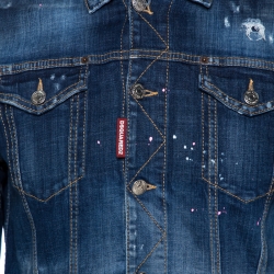 Dsquared2 Indigo Graphic Print Appliqued Classic Jean Jacket M