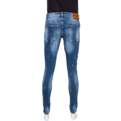 Dsquared2 Indigo Medium Wash Distressed Denim Patched Jeans M