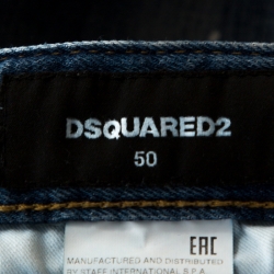 Dsquared2 Indigo Medium Wash Distressed Denim Slim Jeans L