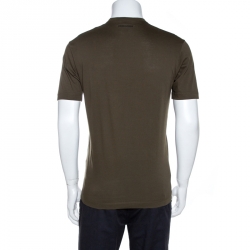 Pre Owned Dsquared2 Olive Green Cotton Applique Detail T-shirt M